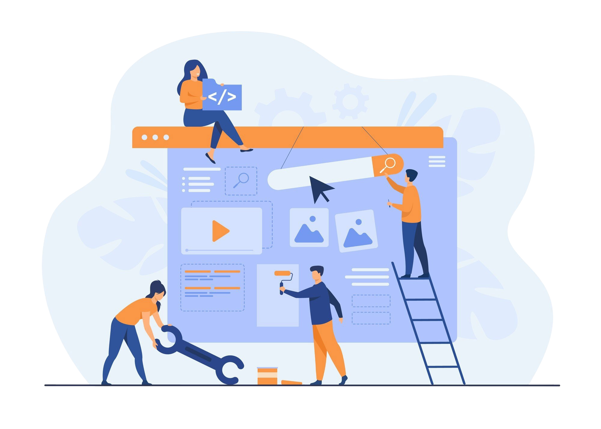 Icon that represents building a website and a website under construction